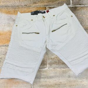 Men's  Makobi Gardenia White Ripped Denim Shorts NWT